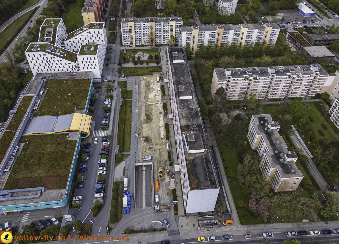 04.05.2021 - Plettzentrum mit Neubau Montessori Schule und Wohnring Neuperlach