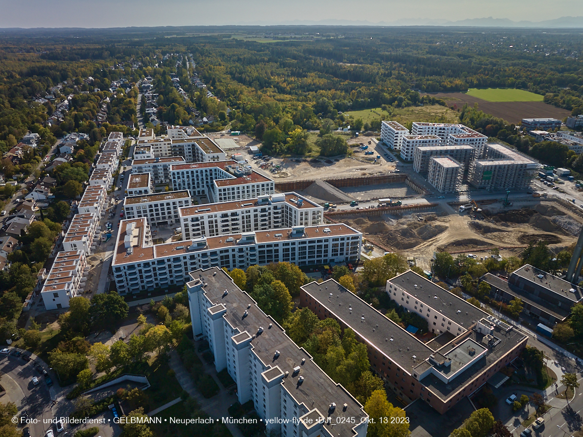 13.10.2023 - DEMOS-Baustelle und BayernHeim-Baustelle Alexisquartier udn Pandion Verde in Neuperlach