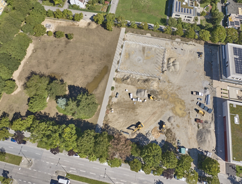 03.09.2025 - Luftbilder vom der Baustelle zur Grundschule am Karl-Marx-Ring in Neuperlach