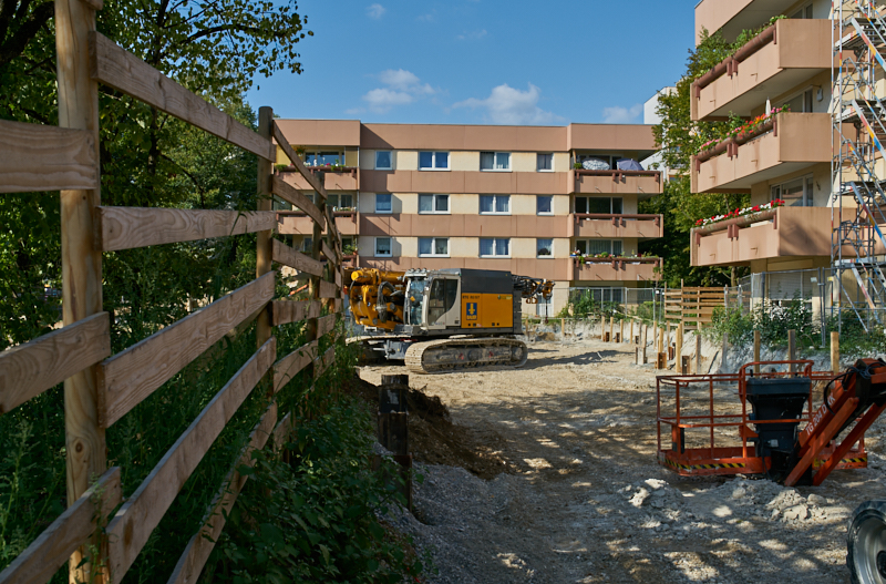 30.08.2019 - Die Spundwände sind vorerst gebohrt