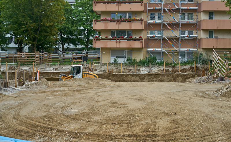 06.09.2019 - Aufstockungsbaustelle Oskar-Maria-Graf-Ring im September 2019