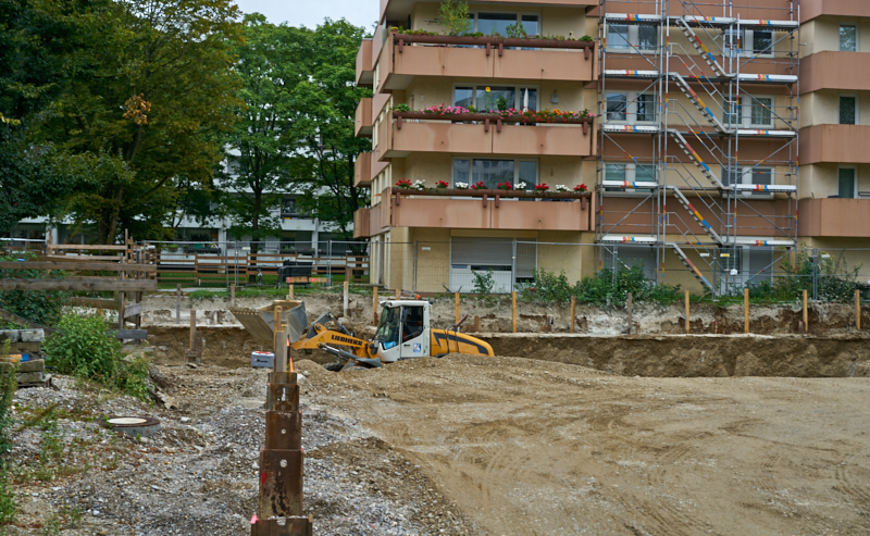 06.09.2019 - Aufstockungsbaustelle Oskar-Maria-Graf-Ring im September 2019