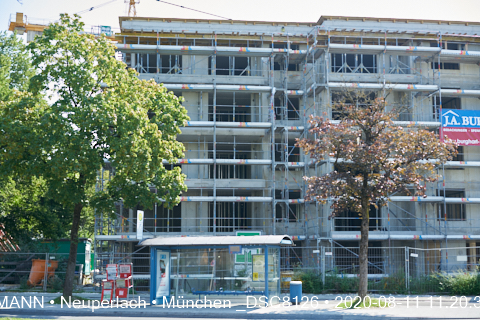 11.08.2020 - Aufstockungsbaustelle Oskar-Maria-Graf-Ring in Neuperlach
